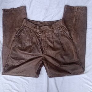 1970s Nieman Marcus  Leather Pants Size 30 Made In Italy Genuine Brown Leather